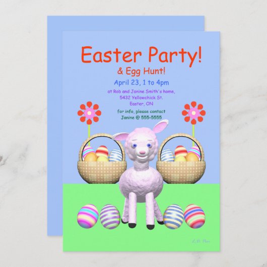 Paasfeest met lam en eieren kaart (Voorkant / Achterkant)