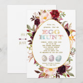 Paasfeest met roodroze bloemen en gouden eieren kaart (Voorkant / Achterkant)