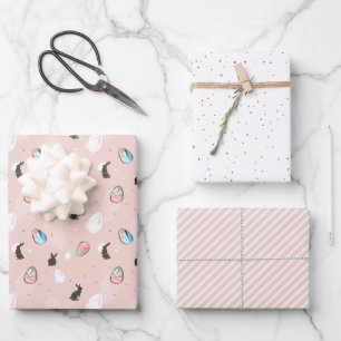 Paasfeest pastel Konijn & Eieren Patroon Inpakpapier Vel