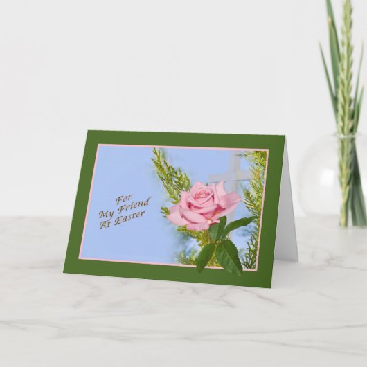 Paasfeest van een vriend met Kaart en Roos (Voorkant)