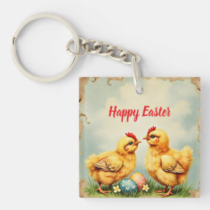 Paasfeest Vintage 2 Little Chicken Holiday Collect Sleutelhanger