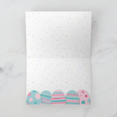 Paasflamingo en geverfd eierpatroon feestdagen kaart (Binnen)