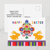 Paasfolklore met 2 konijntjes 🐰 Aangepaste tekst Briefkaart (Voorkant / Achterkant)
