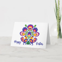 Paasfolklore met 2 Roosters Aangepast gevouwen Kaa Kaart
