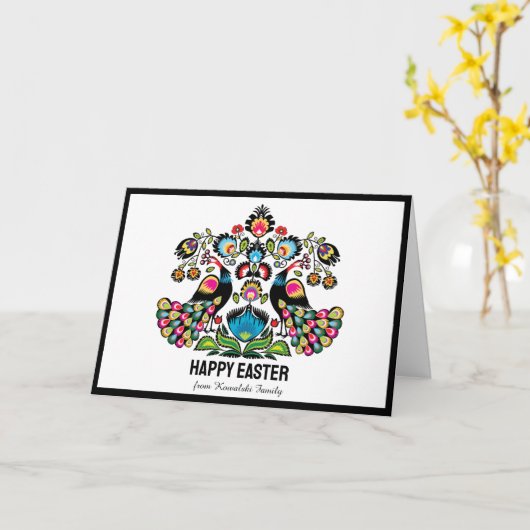 Paasfolklore met pauzes, aangepaste tekst kaart (Gele Bloem)