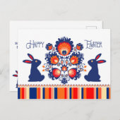 Paasfolklore met twee blauwe bundels 🐰 aangepaste briefkaart (Voorkant / Achterkant)