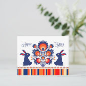 Paasfolklore met twee blauwe bundels 🐰 aangepaste briefkaart (Staand voorkant)