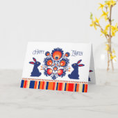 Paasfolklore met twee blauwe bundels 🐰 aangepaste kaart (Gele Bloem)