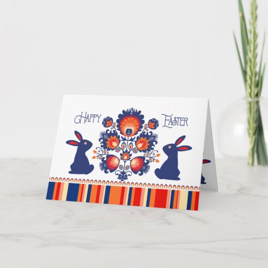 Paasfolklore met twee blauwe bundels 🐰 aangepaste kaart (Voorkant)