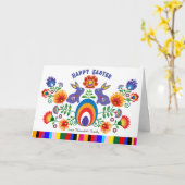 🐰 paasfolklore met twee bunnies, kaart (Gele Bloem)