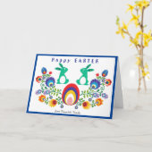 🐰 paasfolklore met twee bunnies, kaart (Gele Bloem)