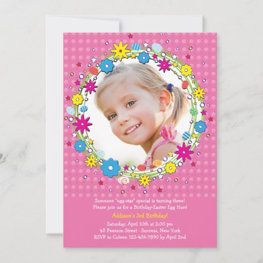 Paasfoto - uitnodiging van de partij van Birthday (Voorkant)