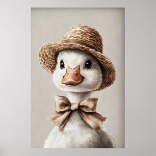 Paasgans in een hoed met een strikprint, lente poster