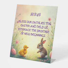 PAASGEBED VAN JESUS RECLAMEBORD MET VOETSTUK