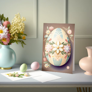 Paasgedecorbeerde eieren met uitloopbloemen kaart