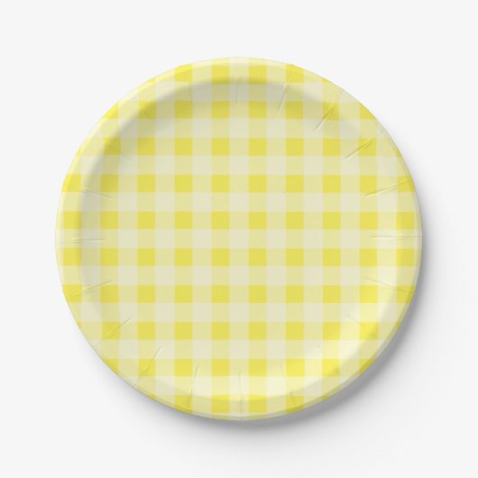 Paasgeel gecontroleerd gingham-patroonpapier borde papieren bordje (Voorkant)