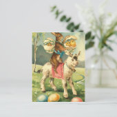  paasgeiten, konijnen en kippen feestdagenkaart (Staand voorkant)