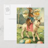  paasgeiten, konijnen en kippen feestdagenkaart (Voorkant / Achterkant)