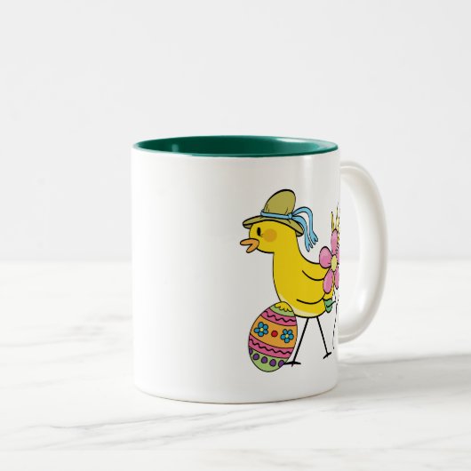 Paasgele T-shirts en cadeautjes Tweekleurige Koffiemok (Voorkant rechts)