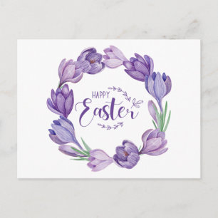 Paasgeluk Paarse Crocus Bloemenkrans  Briefkaart