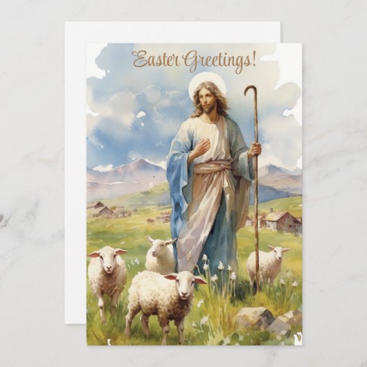 Paasgenade: Jezus tussen de schapen Feestdagenkaart (Voorkant / Achterkant)