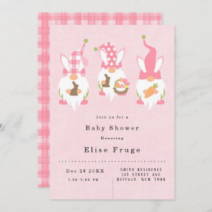 Paasgnomen Baby shower roze meisje Kaart