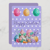 Paasgnomen en paaseieren feestdagenkaart (Voorkant / Achterkant)