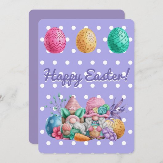 Paasgnomen en paaseieren feestdagenkaart (Voorkant / Achterkant)