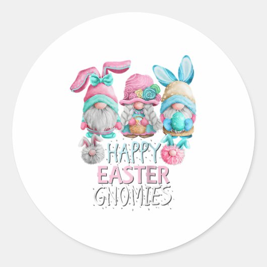 Paasgnomen Happy Paasgnomies Bunny Ears Eggs Ronde Sticker (Voorkant)