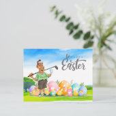 Paasgolf met golfbal en ei voor golfer  feestdagenkaart (Staand voorkant)