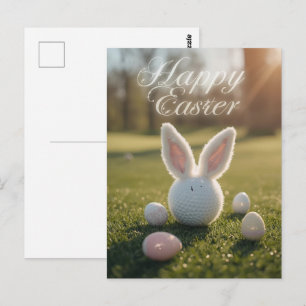 Paasgolf met golfbal op groen gras briefkaart