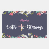 Paasgordijnen van Risen Christus Flowers Rechthoekige Sticker (Voorkant)