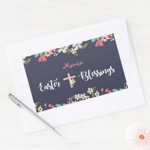 Paasgordijnen van Risen Christus Flowers Rechthoekige Sticker