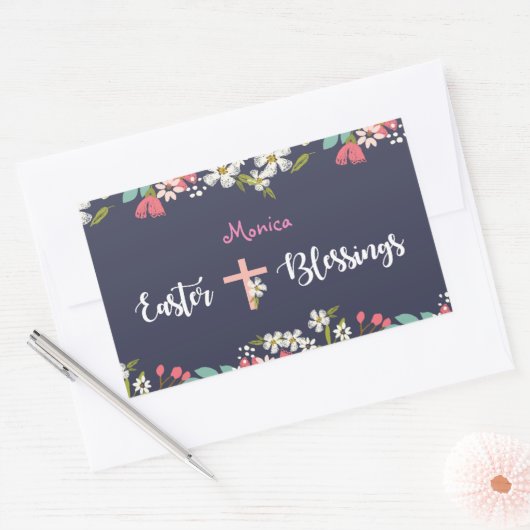 Paasgordijnen van Risen Christus Flowers Rechthoekige Sticker (Envelop)