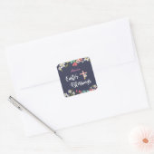 Paasgordijnen van Risen Christus Flowers Vierkante Sticker (Envelop)