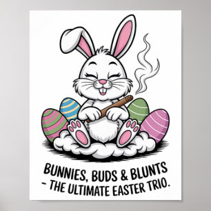 Paasgrap Humoristische Konijnen Knoppen Stomp Trio Poster