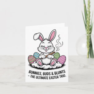 Paasgrap Humorous Bunnies Buds Blunts Trio Kaart