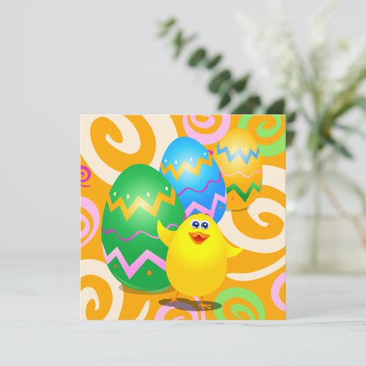 Paasgrappige meid, uitnodiging (Staand voorkant)