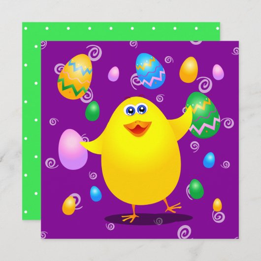 Paasgrappige meid, uitnodiging (Voorkant / Achterkant)