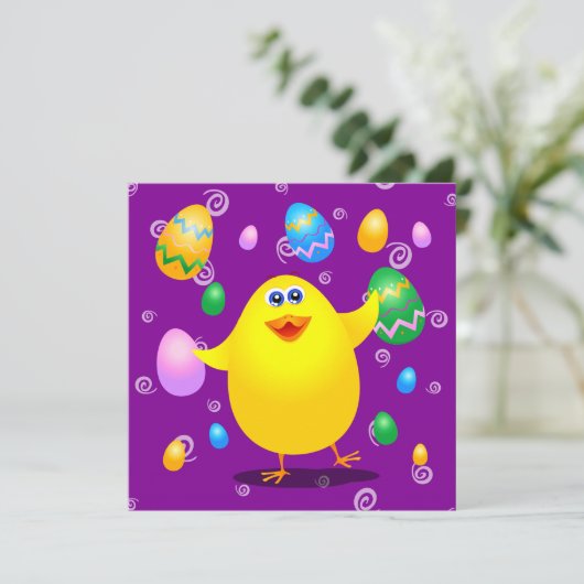 Paasgrappige meid, uitnodiging (Staand voorkant)