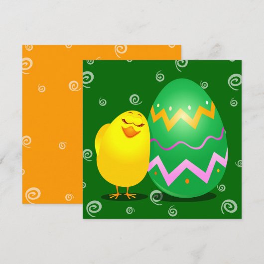 Paasgrappige meid, uitnodiging (Voorkant / Achterkant)