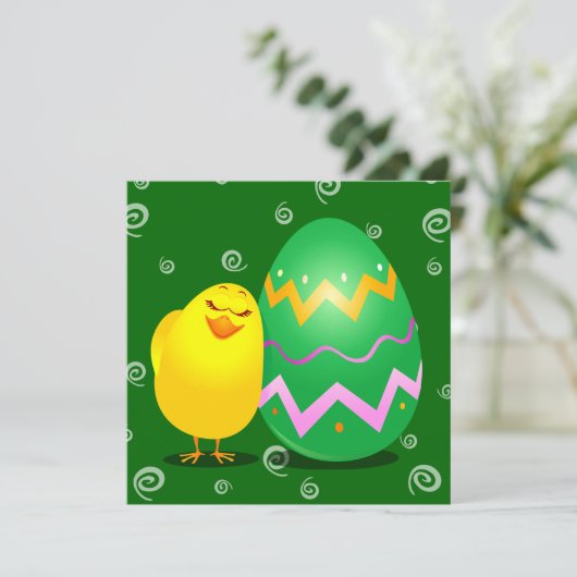 Paasgrappige meid, uitnodiging (Staand voorkant)