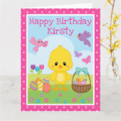 Paasgriep en chocolade-eieren van de Cute Spring B Kaart (Gele Bloem)