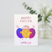 Paasgriep en eitjes, gelukkig paasen feestdagenkaart (Staand voorkant)