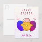 Paasgriep en eitjes, gelukkig paasen feestdagenkaart (Voorkant / Achterkant)