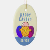 Paasgriep en eitjes, gelukkig paasen keramisch ornament (Rechts)