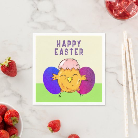 Paasgriep en eitjes, gelukkig paasen servet (Insitu)