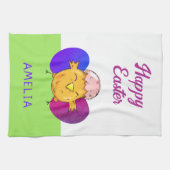 Paasgriep en eitjes, gelukkig paasen theedoek (Horizontaal)