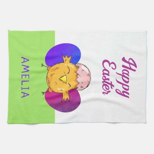 Paasgriep en eitjes, gelukkig paasen theedoek (Horizontaal)