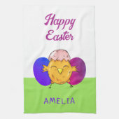 Paasgriep en eitjes, gelukkig paasen theedoek (Verticaal)